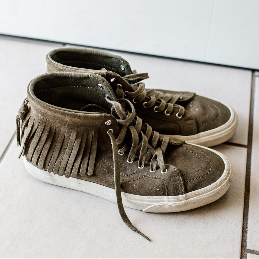 Vans High Top Brown Suede Fringe Lace-up Sneaker